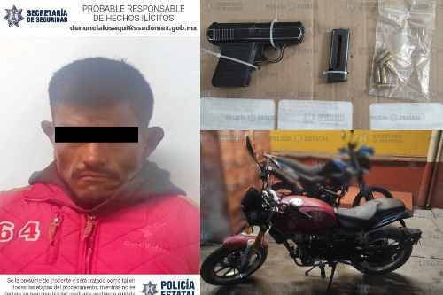 Detienen en Metepec, a motorratón armado y con vehículo robado